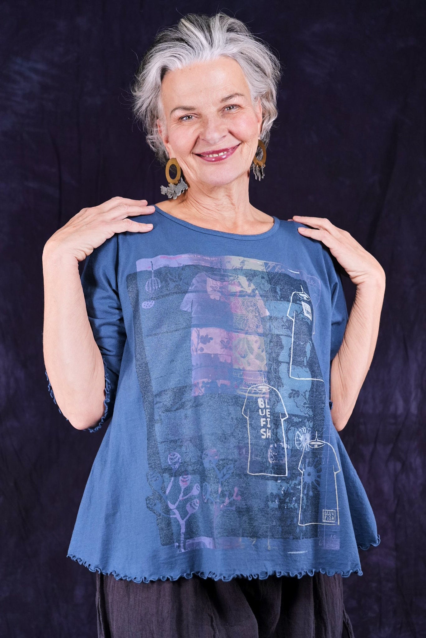 1145 Cafe Tee s/s Echo Blue-P