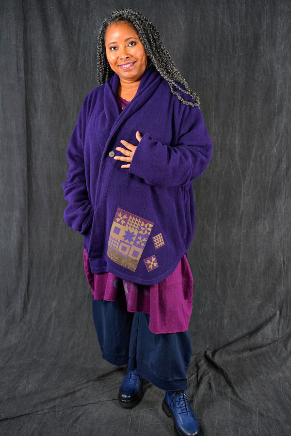 ◆16SS◆ブルーブルー◆フジサン サクラ リバーシブル カーディガンジャケット 5301 Sherpa Cardigan Coat Purple-Patched - Blue Fish Clothing