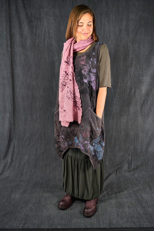 8001 Crinkle Cotton Long ScarfPlum/Roses Blue Fish Clothing