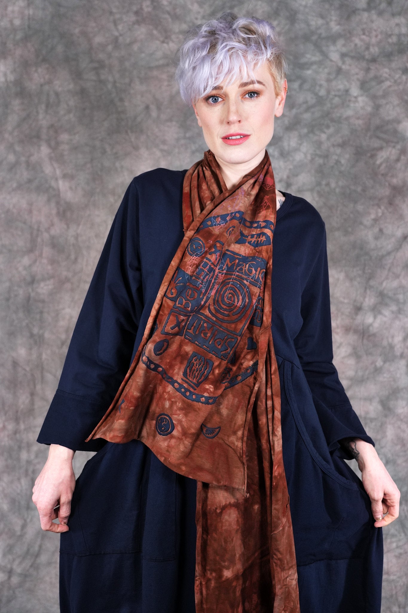 8143HD Blue Fish 4 Panel Scarf Sedona-P
