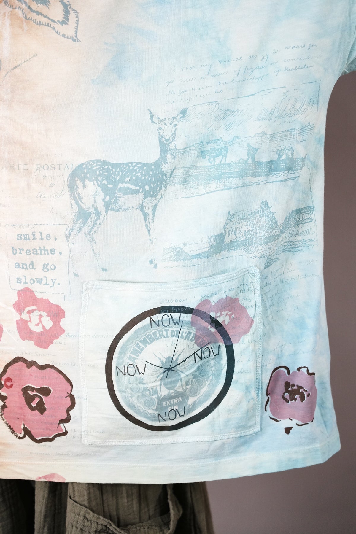 1236-2 HD Pocket Line Tee Ochre and Sky Teach Peace