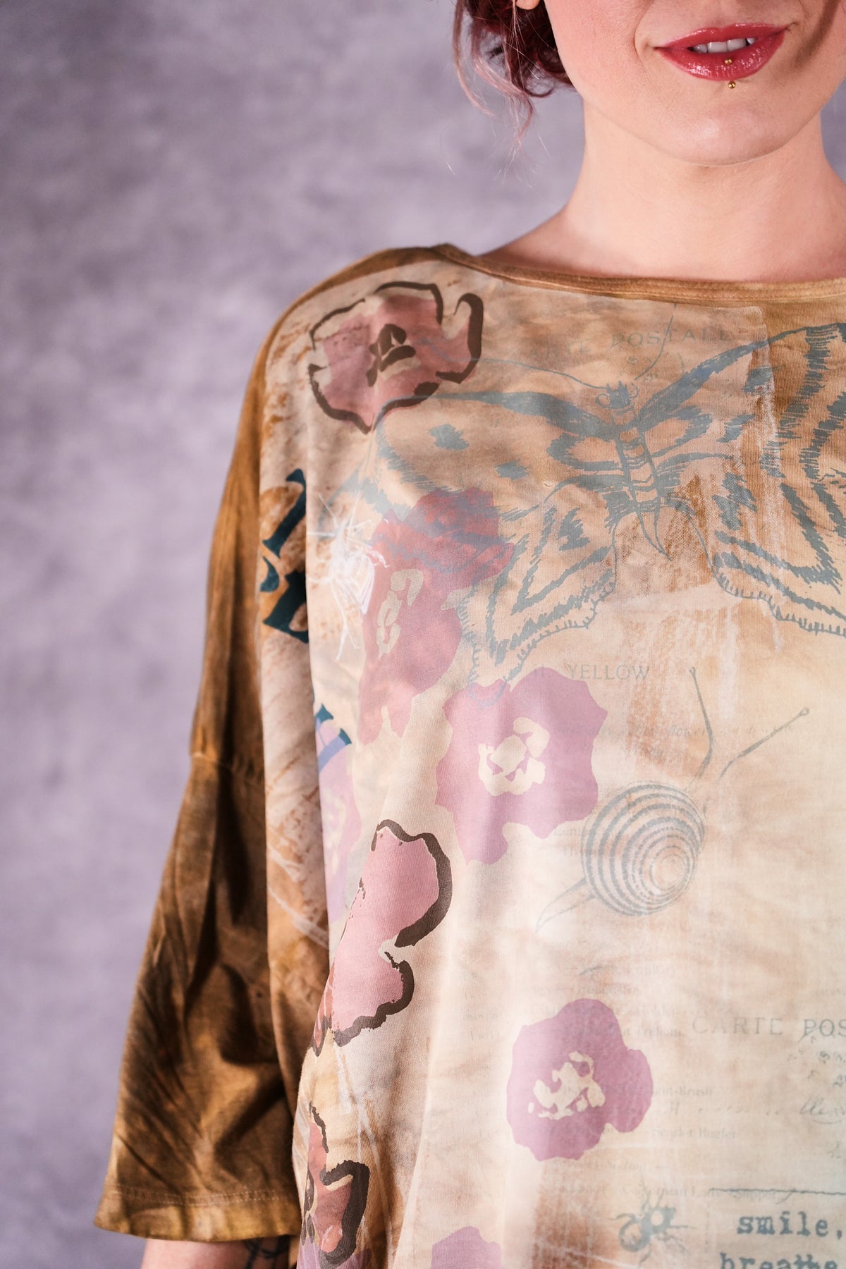 1236-2 HD Pocket Line Tee Ochre and Sky Teach Peace