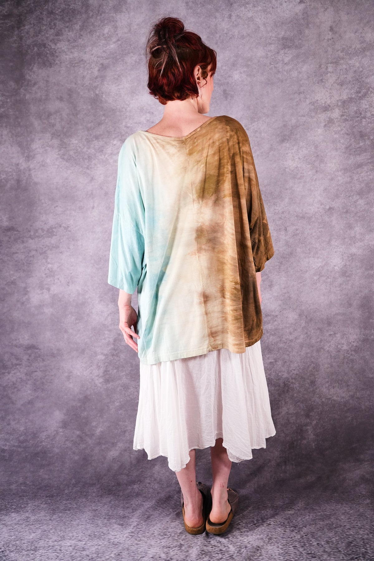 1236-2 HD Pocket Line Tee Ochre and Sky Teach Peace