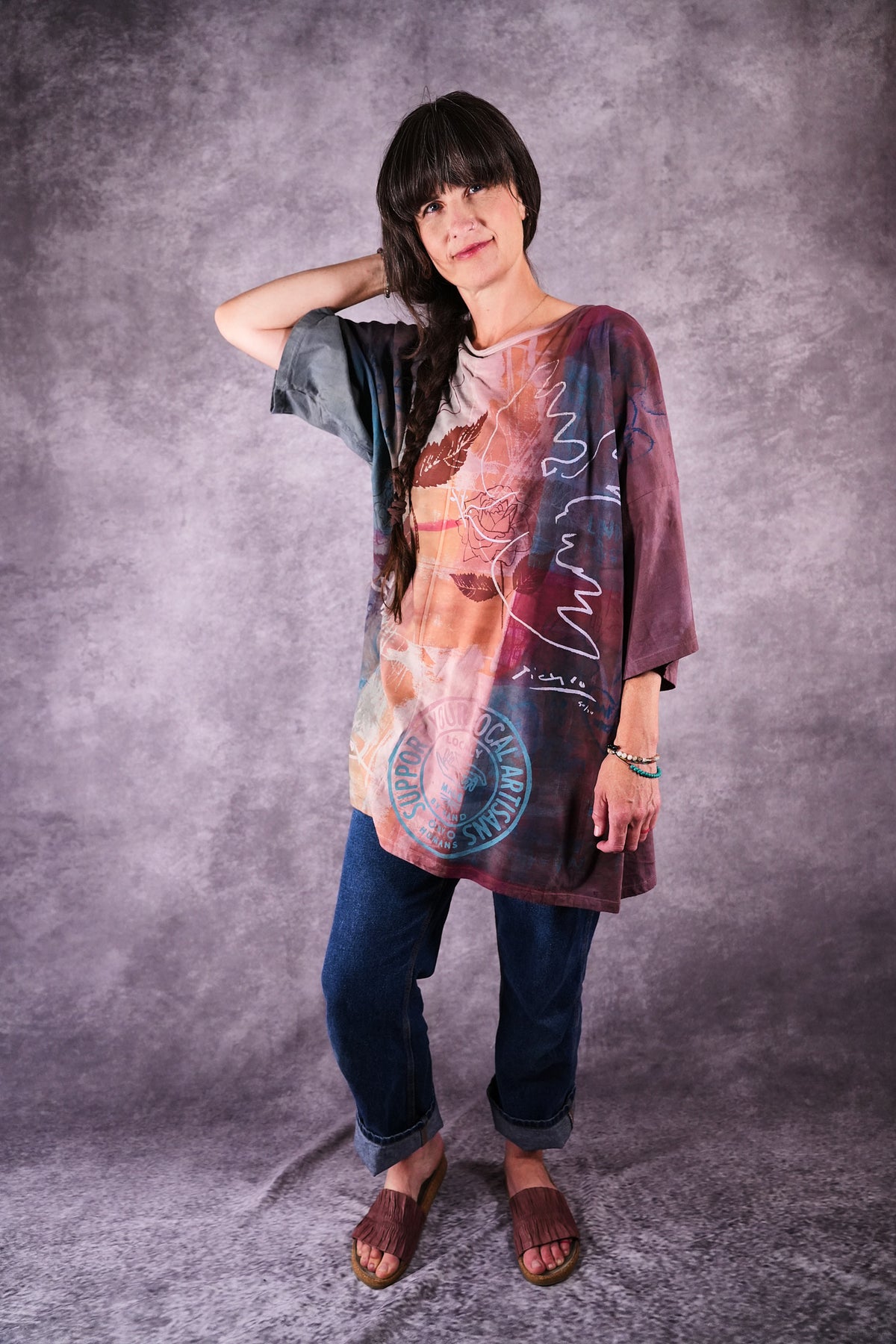 1236 HD Line Tunic Sage Mauve Graffiti Dove