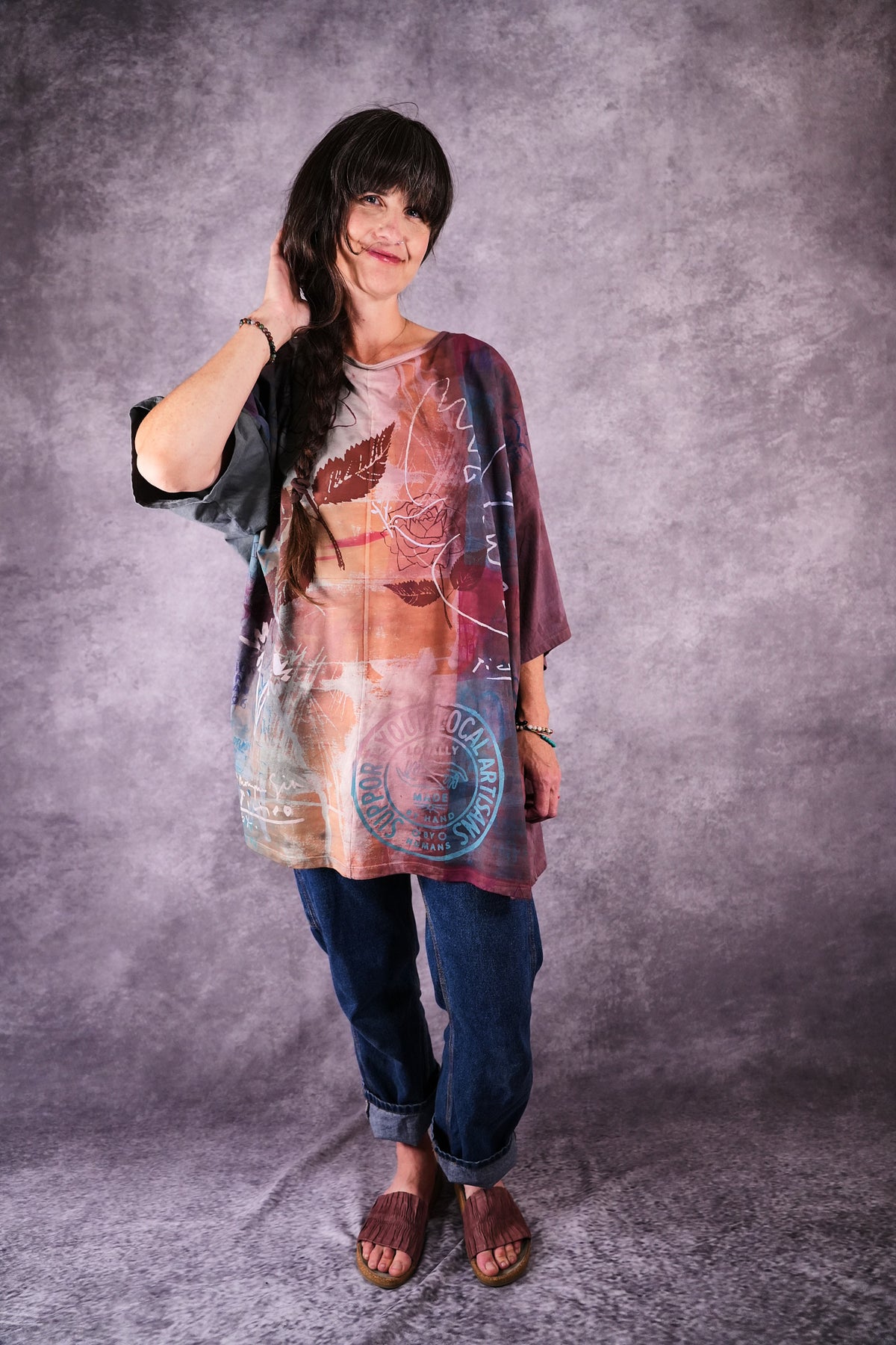 1236 HD Line Tunic Sage Mauve Graffiti Dove