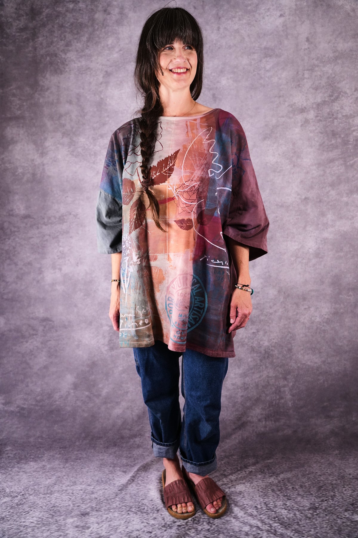 1236 HD Line Tunic Sage Mauve Graffiti Dove