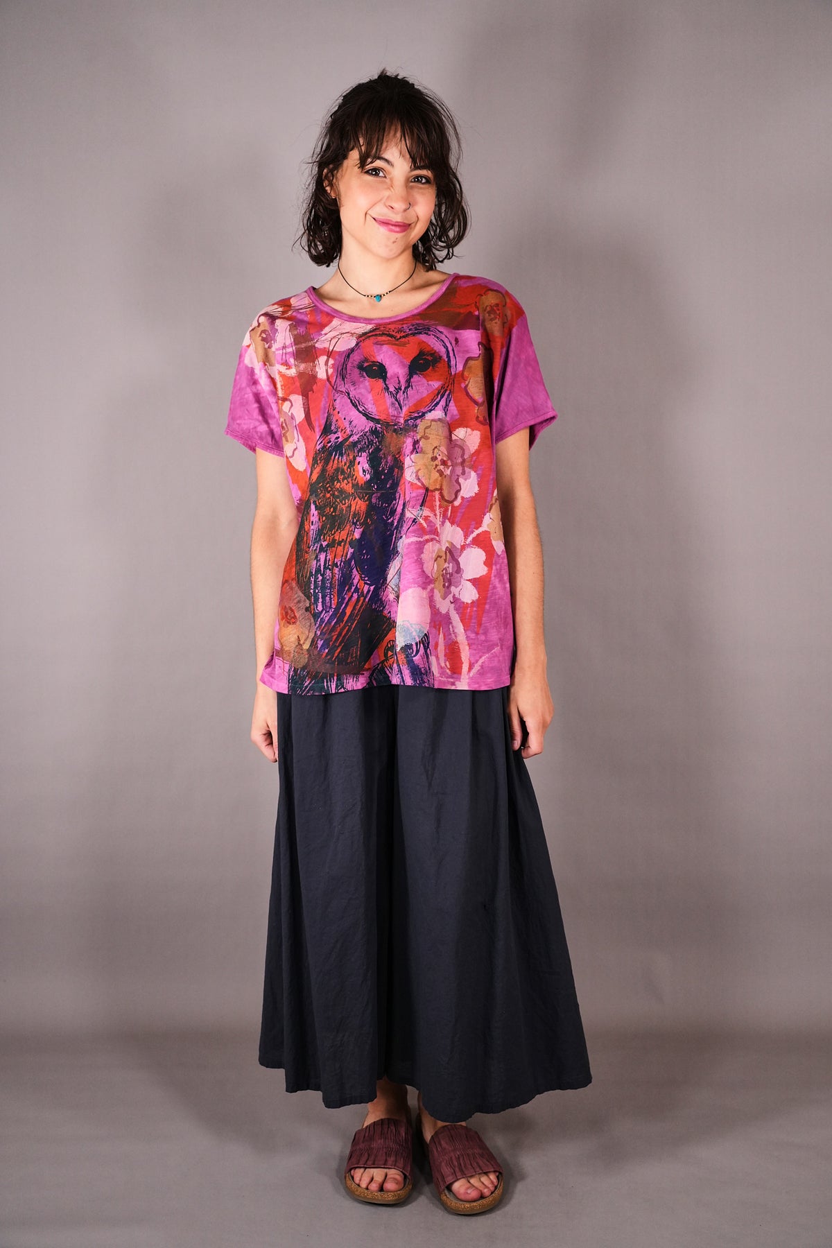 1250 HD Moon Tee Hot Pink Spring Owl