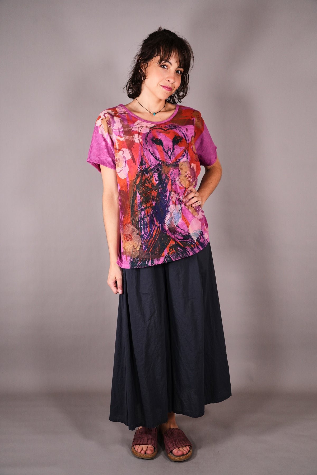 1250 HD Moon Tee Hot Pink Spring Owl