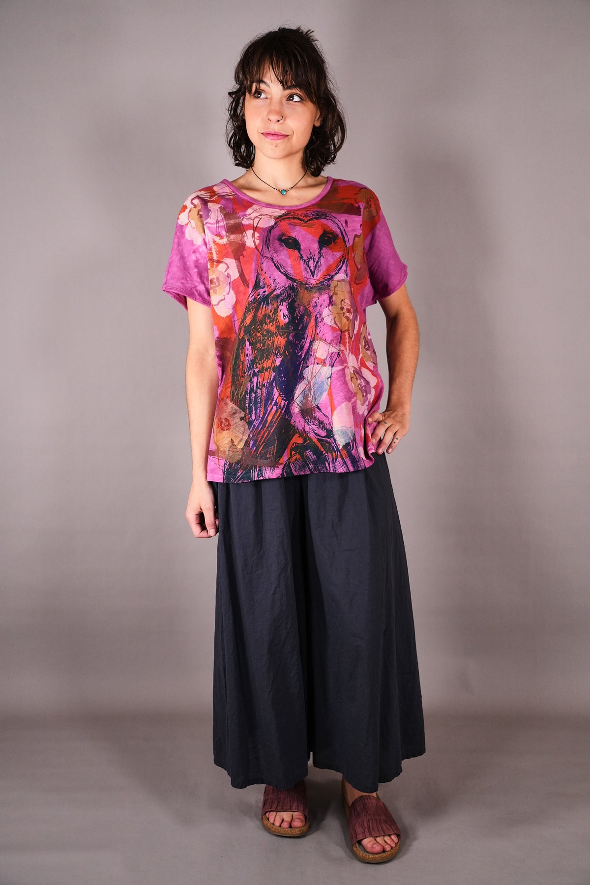 1250 HD Moon Tee Hot Pink Spring Owl