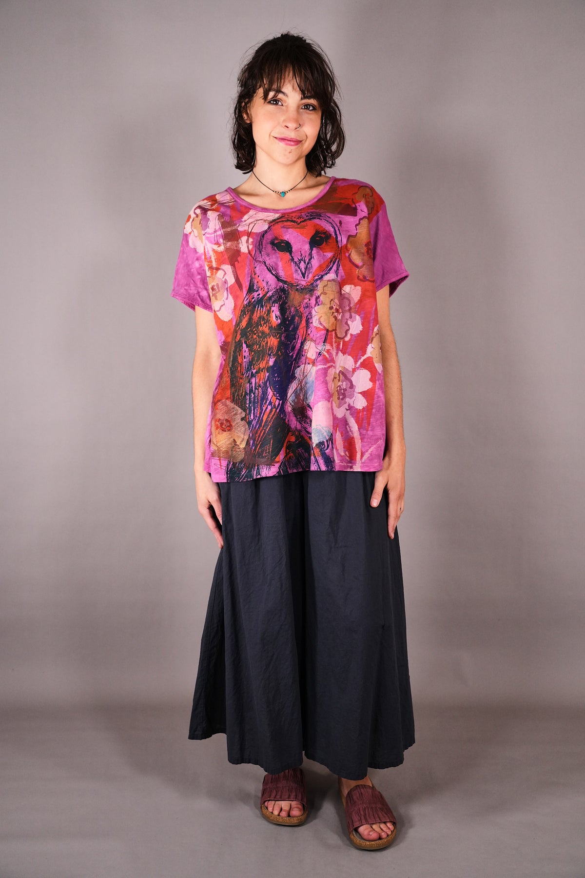 1250 HD Moon Tee Hot Pink Spring Owl