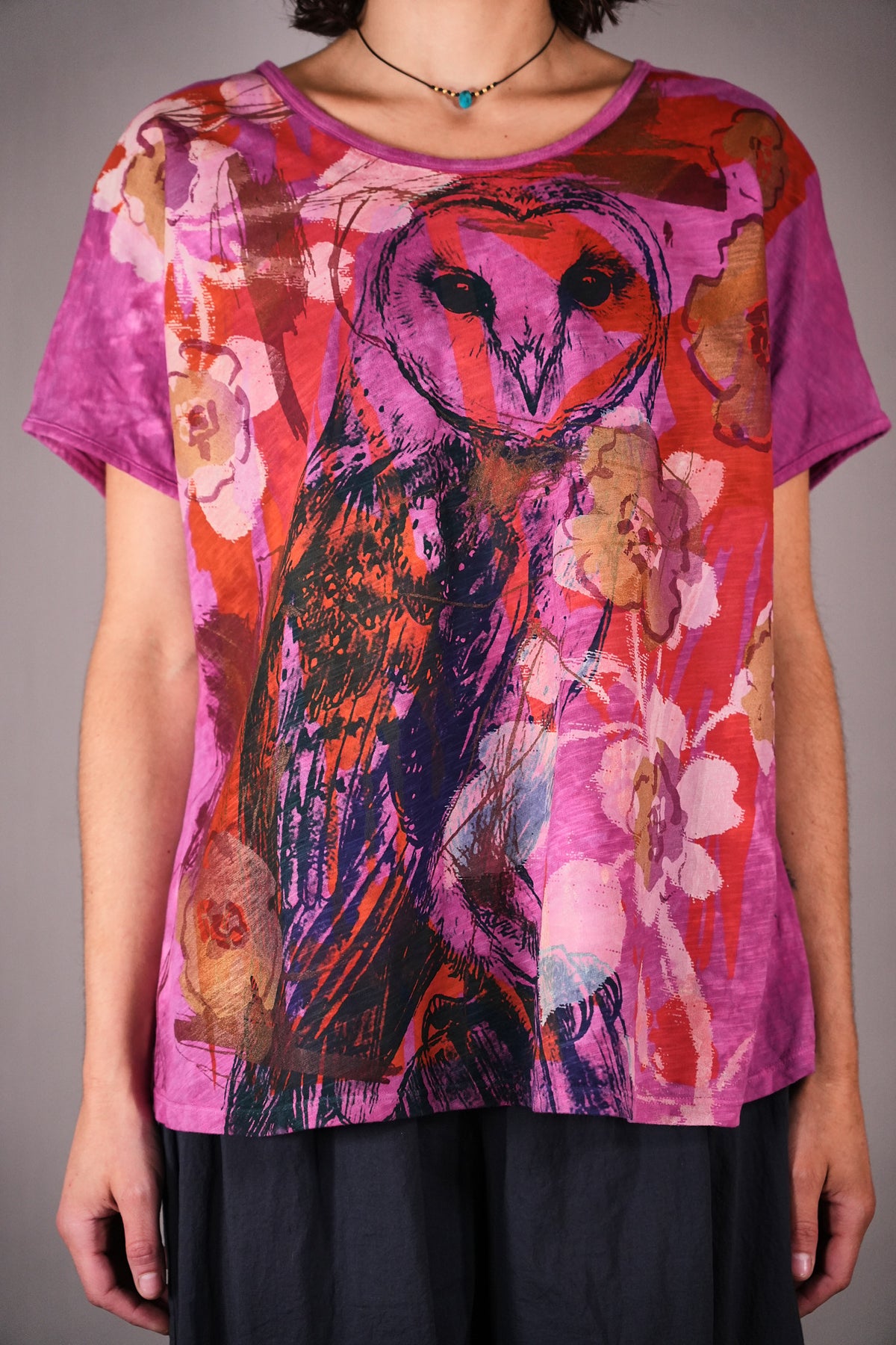1250 HD Moon Tee Hot Pink Spring Owl
