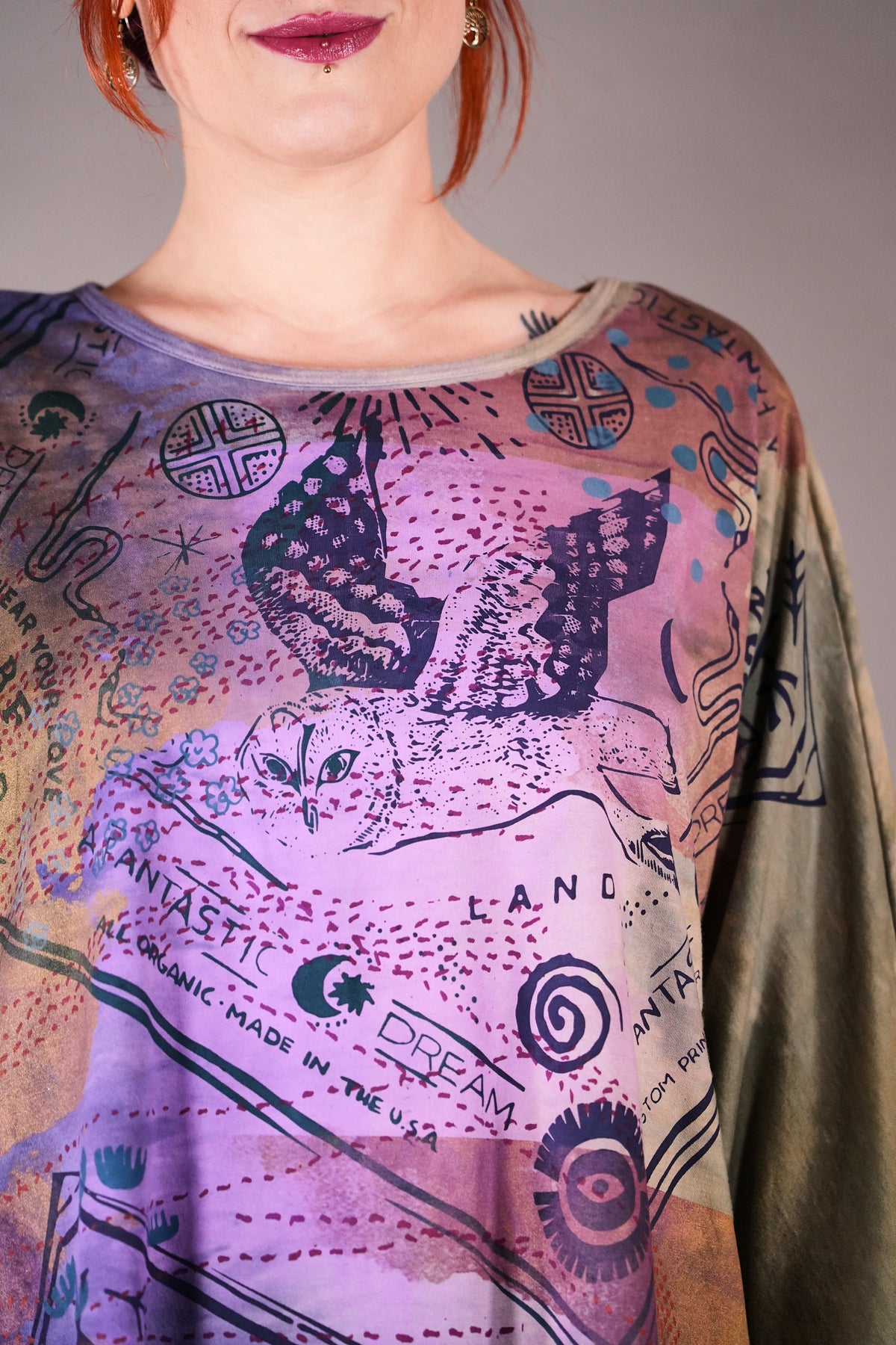 1258 HD L/S Art Tee Sea/Grass Owl Bandana