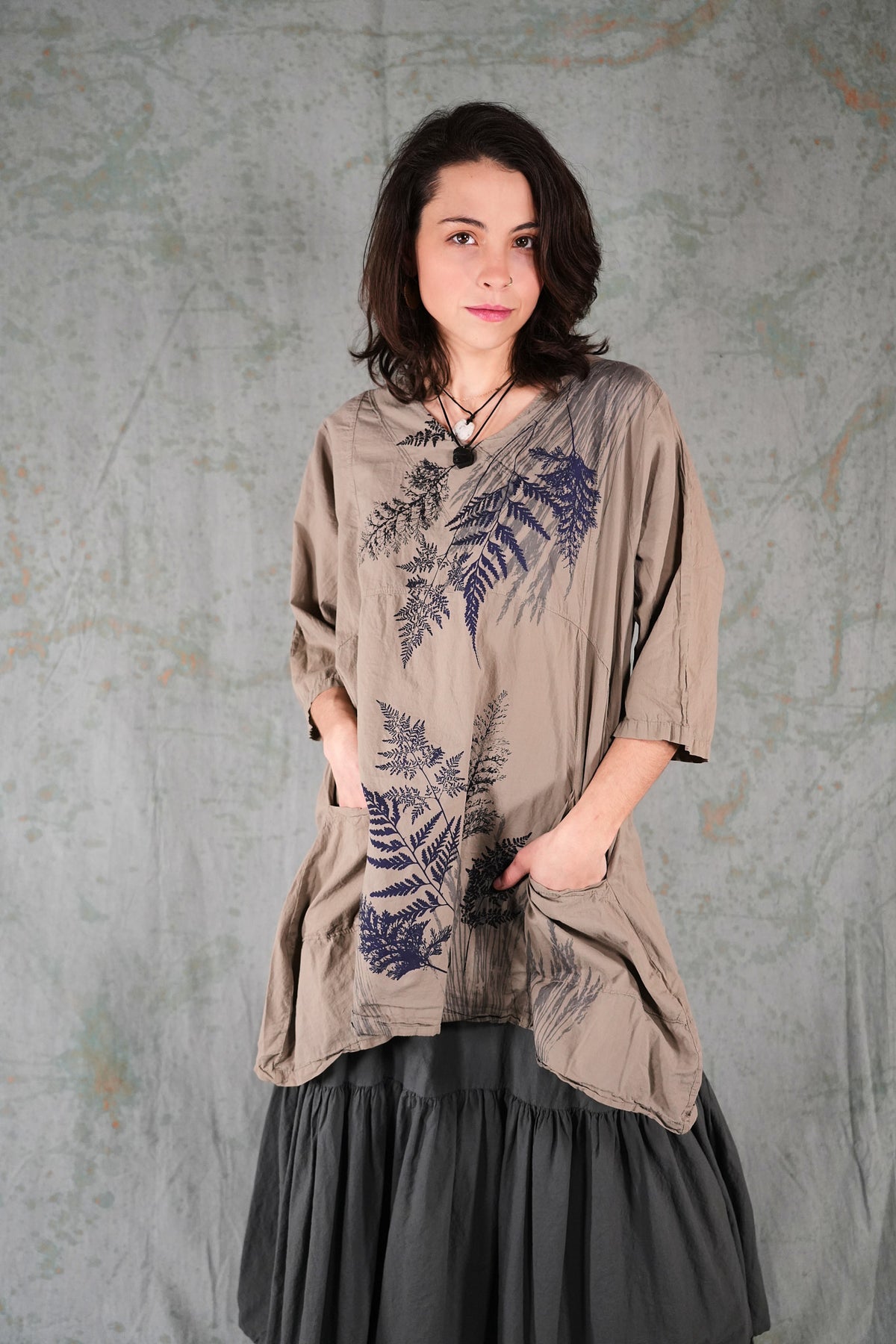 2133-2 Airy Crossover Tunic Dovetail Fern-P