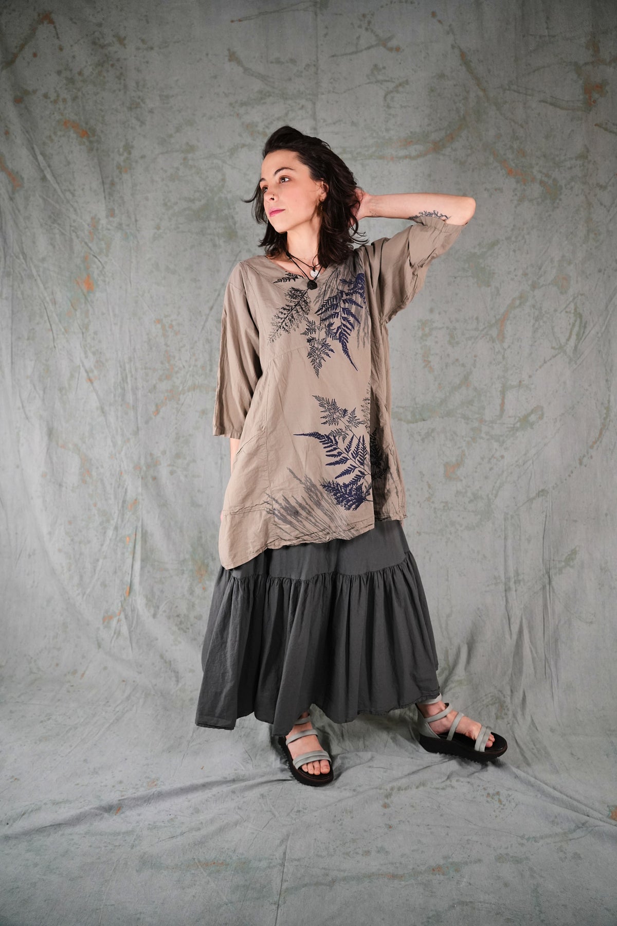 2133-2 Airy Crossover Tunic Dovetail Fern-P
