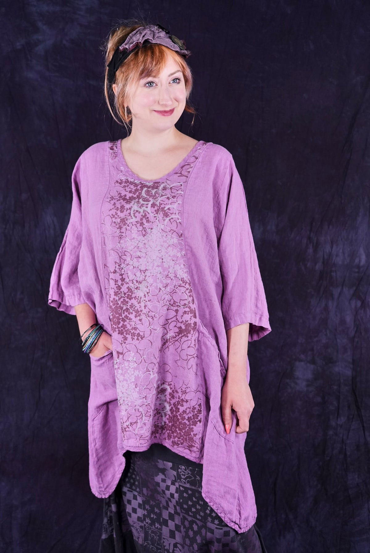 2229 Linen Posey Tunic Orchid-P