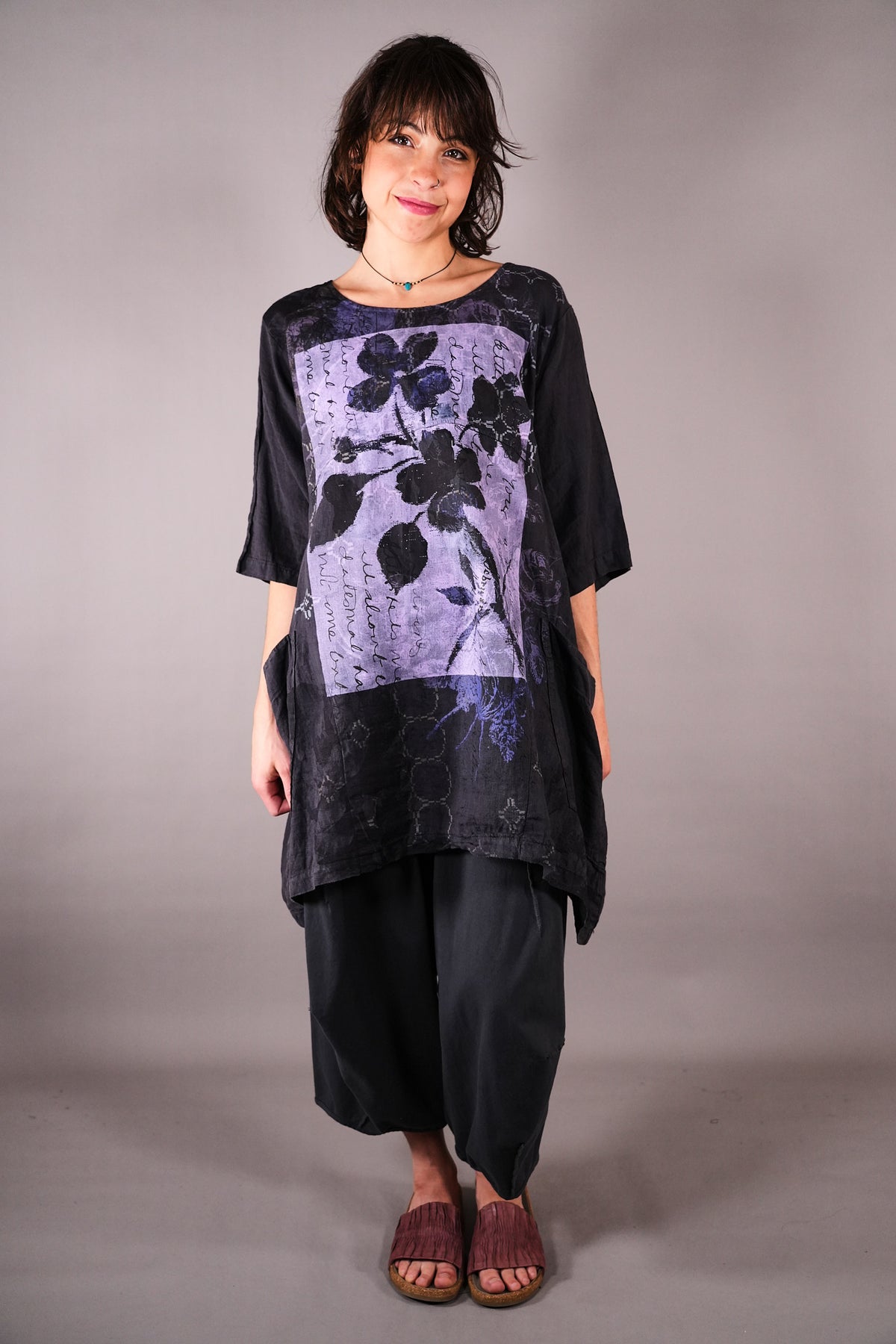 2270 Seaside Linen Tunic Black Sand Love Letter