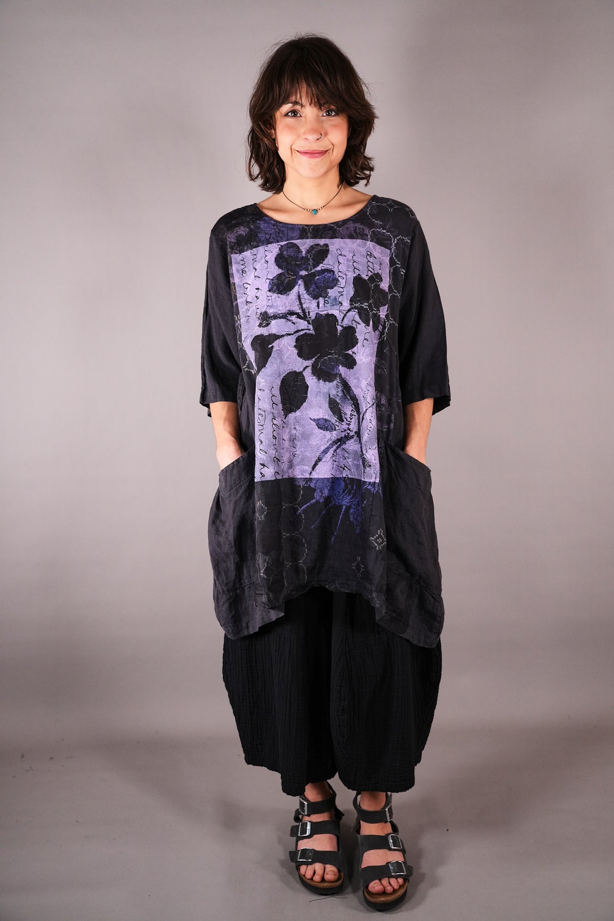 2270 Seaside Linen Tunic Black Sand Love Letter