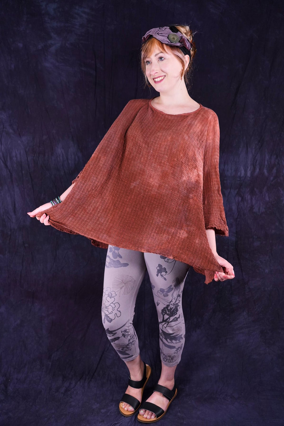2277 Hand Dyed Crinkle Top Red Rocks O/S