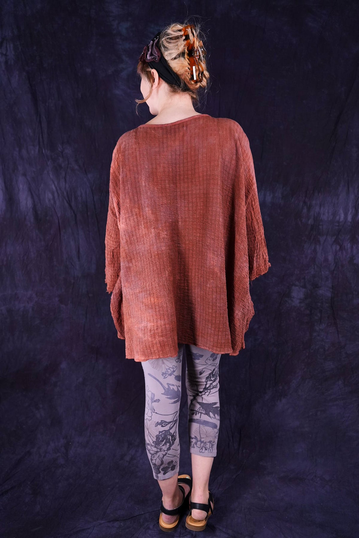 2277 Hand Dyed Crinkle Top Red Rocks O/S