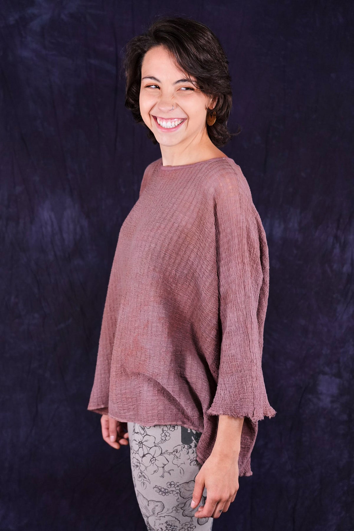 2277 Hand Dyed Crinkle Top Rosina O/S