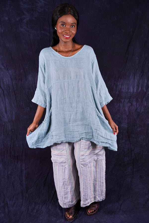 2315 Linen Zen Tunic Early Sky Blue Fish Clothing