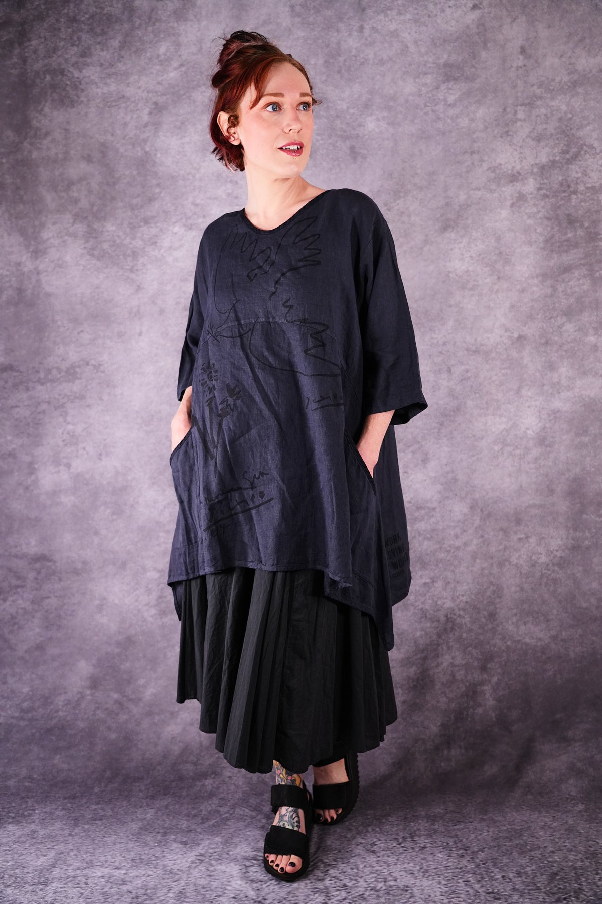 2315 Zen Tunic Charcoal Blue Peace