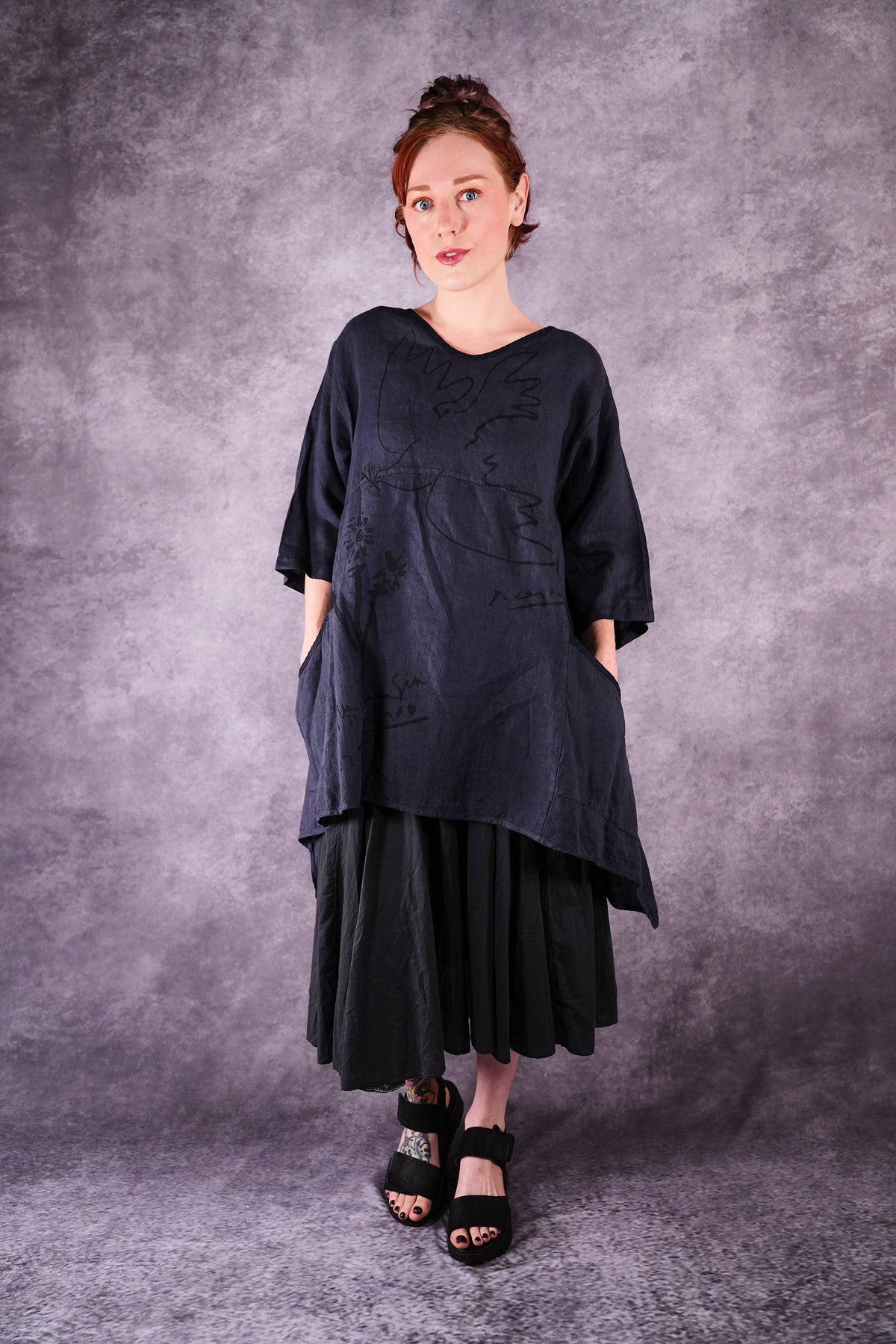 2315 Zen Tunic Charcoal Blue Peace