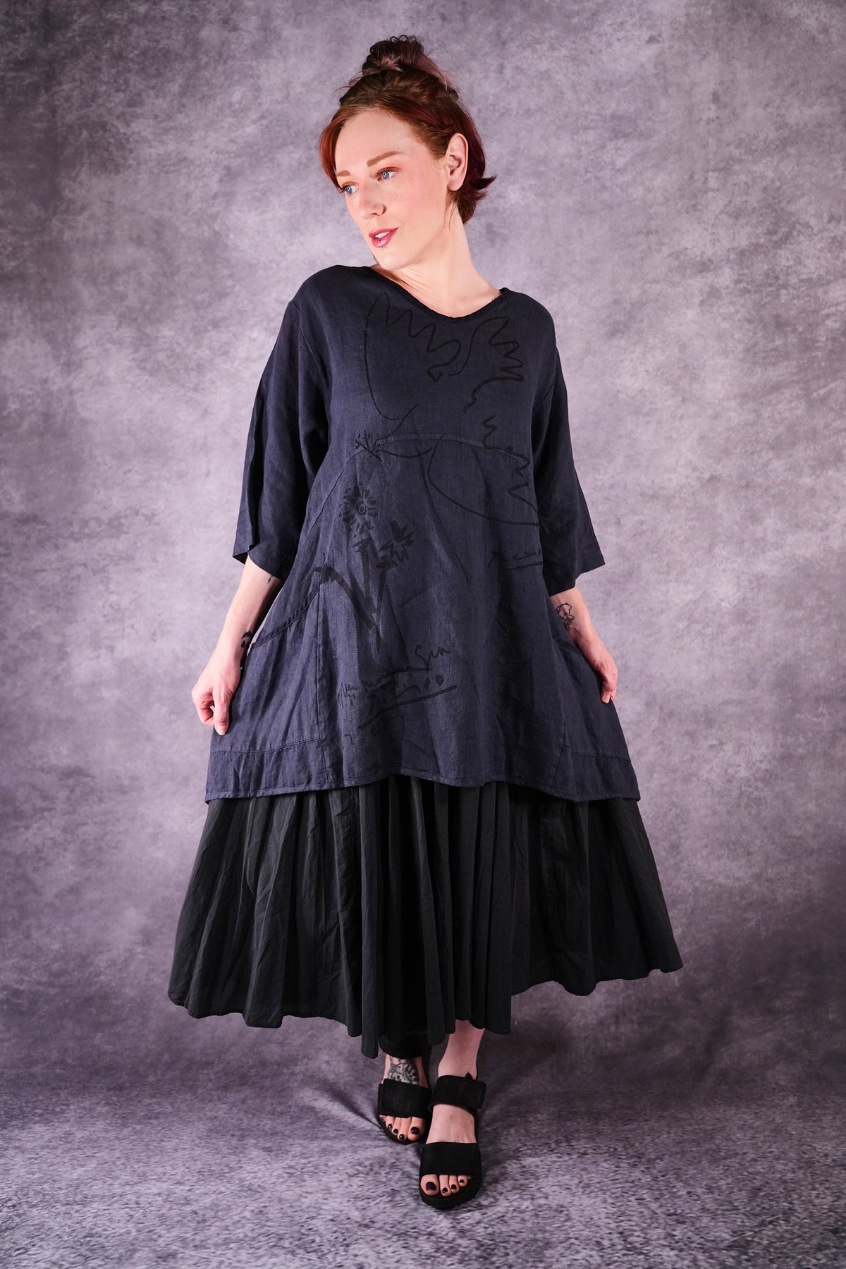 2315 Zen Tunic Charcoal Blue Peace