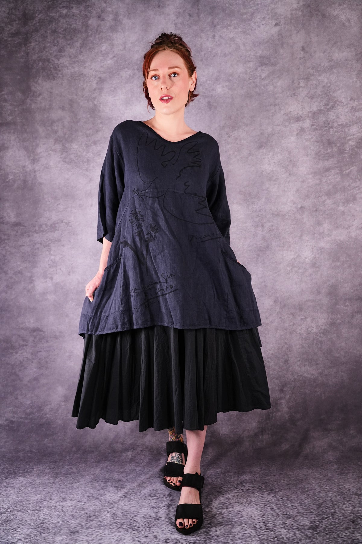 2315 Zen Tunic Charcoal Blue Peace