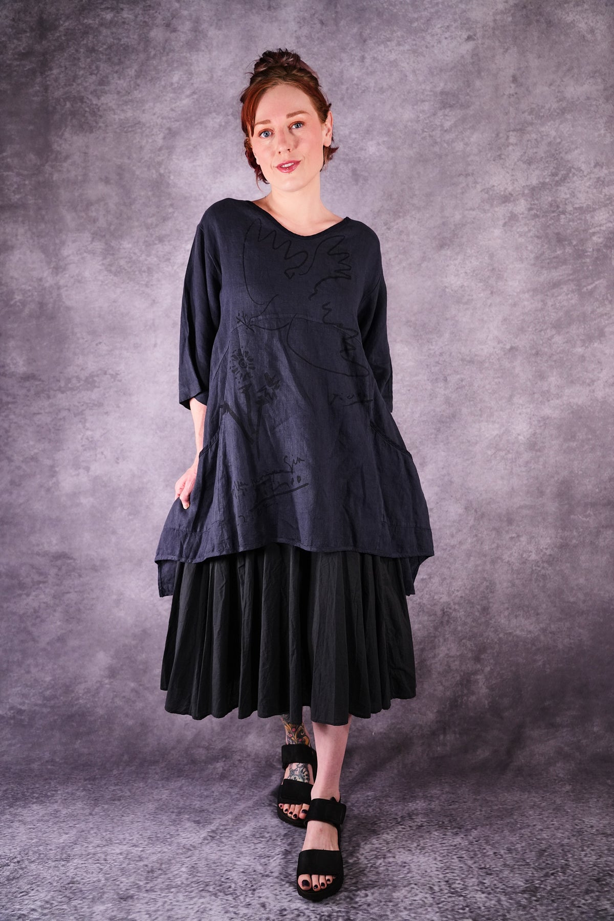 2315 Zen Tunic Charcoal Blue Peace