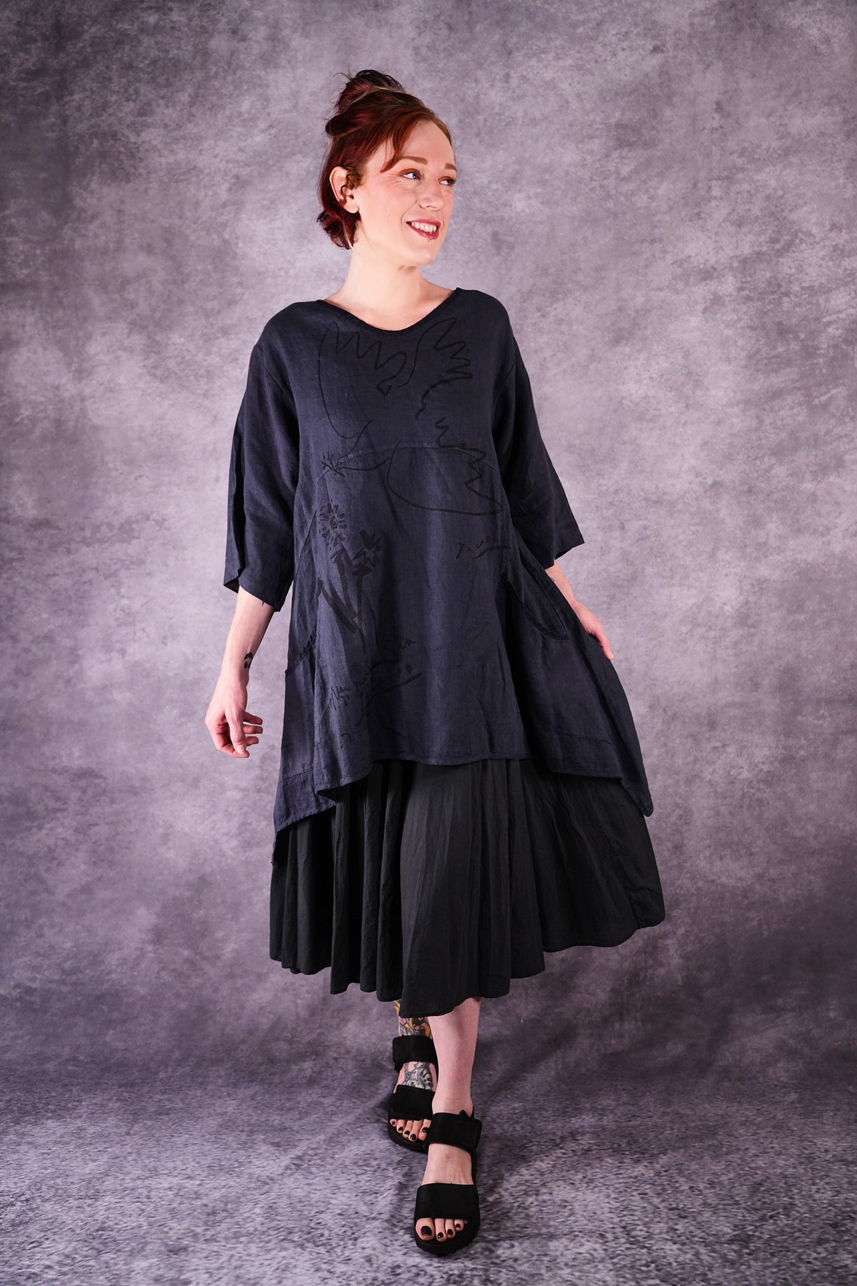 2315 Zen Tunic Charcoal Blue Peace