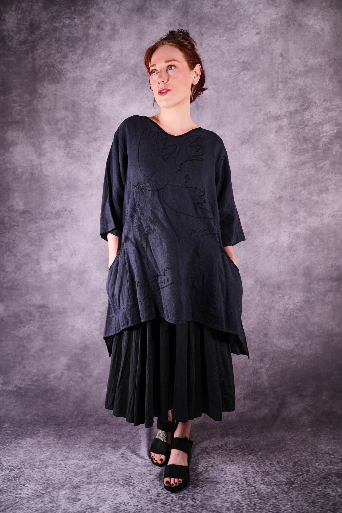 2315 Zen Tunic Charcoal Blue Peace