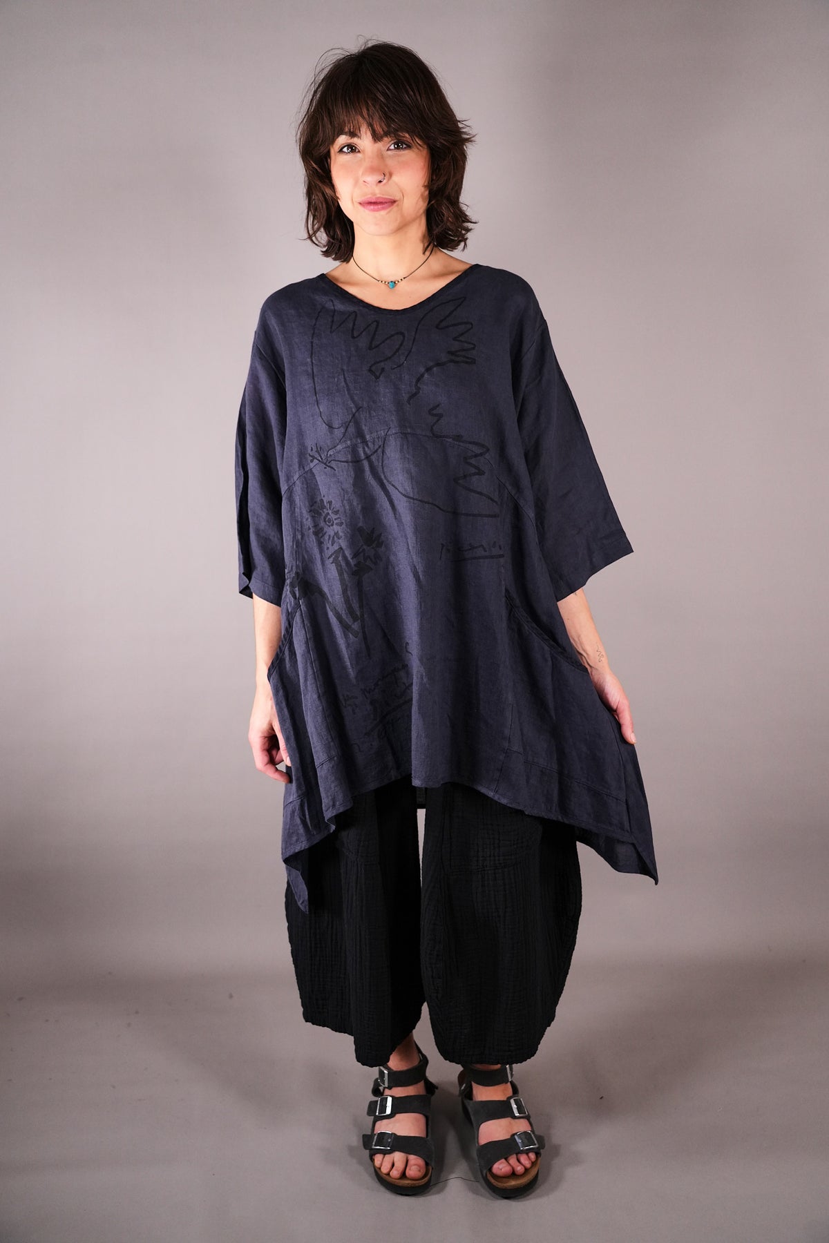 2315 Zen Tunic Charcoal Blue Peace