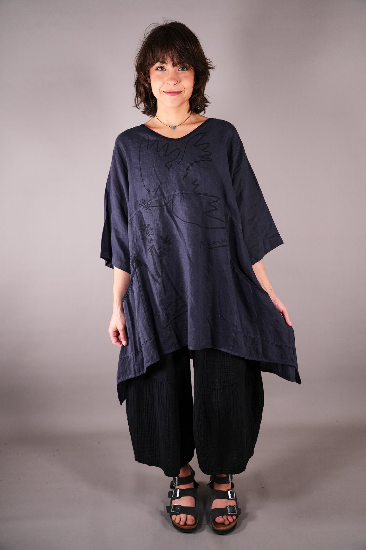 2315 Zen Tunic Charcoal Blue Peace