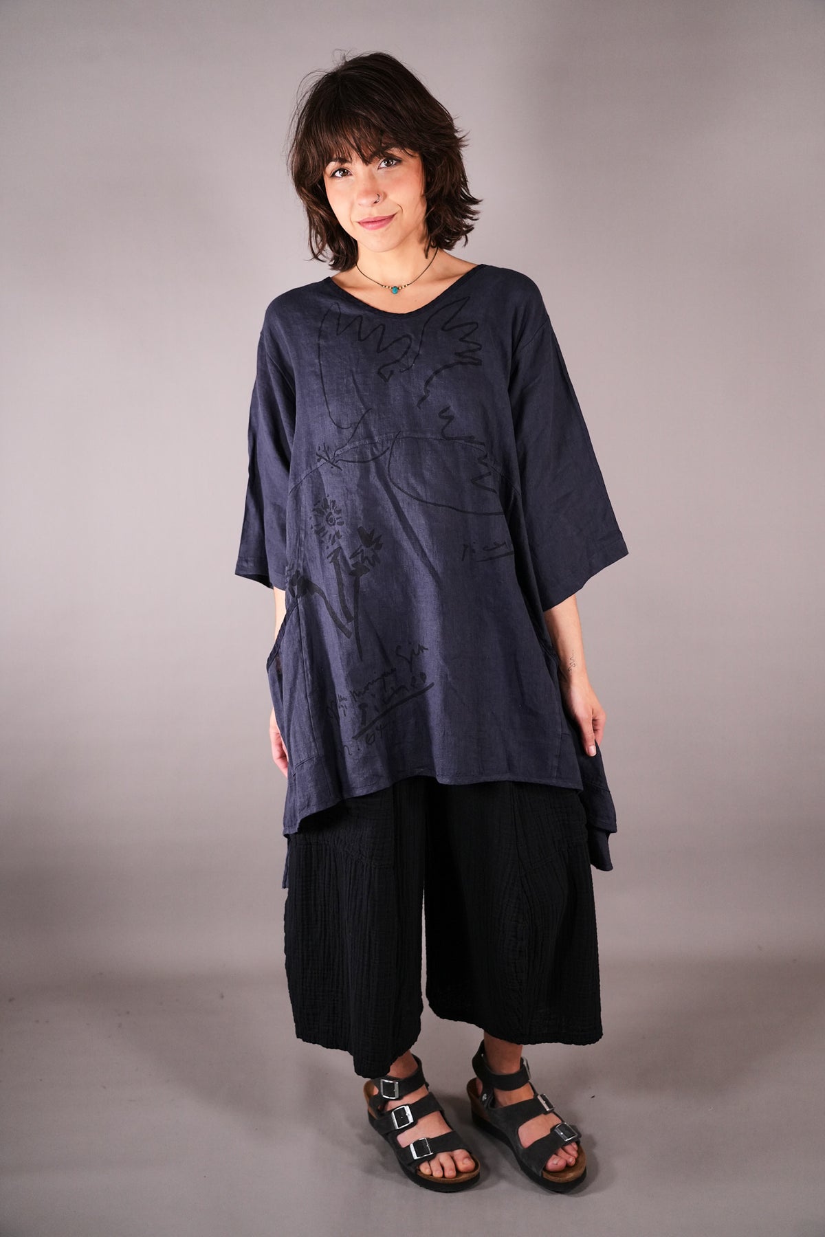 2315 Zen Tunic Charcoal Blue Peace