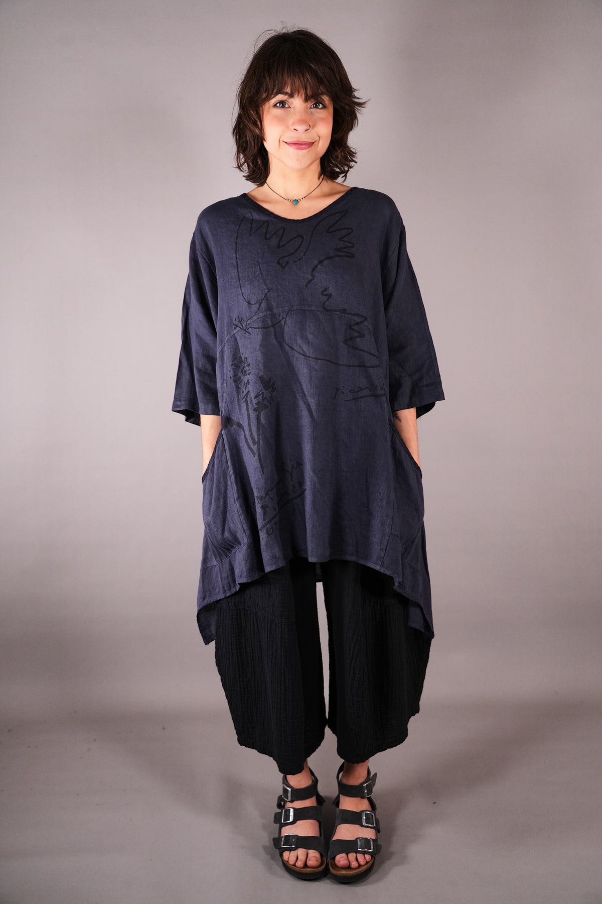 2315 Zen Tunic Charcoal Blue Peace