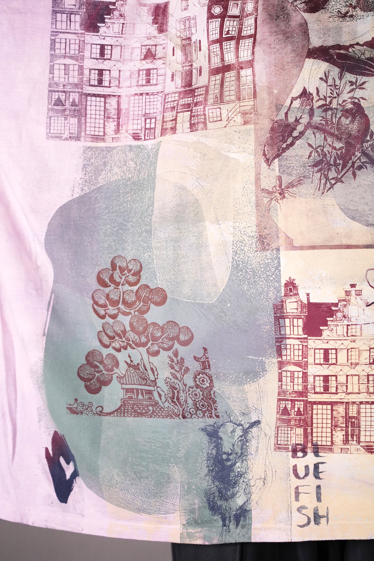 2353 HD Square Tee Pink Blue Old Amsterdam
