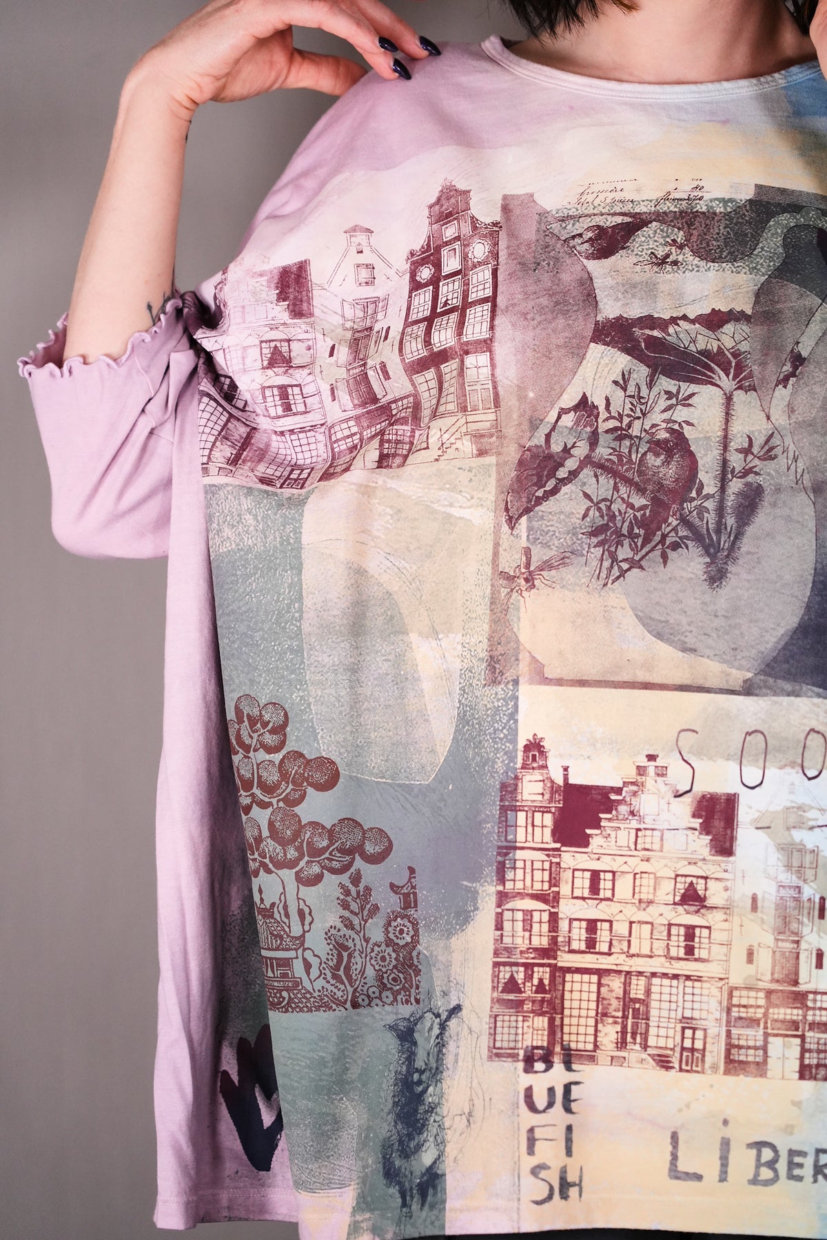 2353 HD Square Tee Pink Blue Old Amsterdam