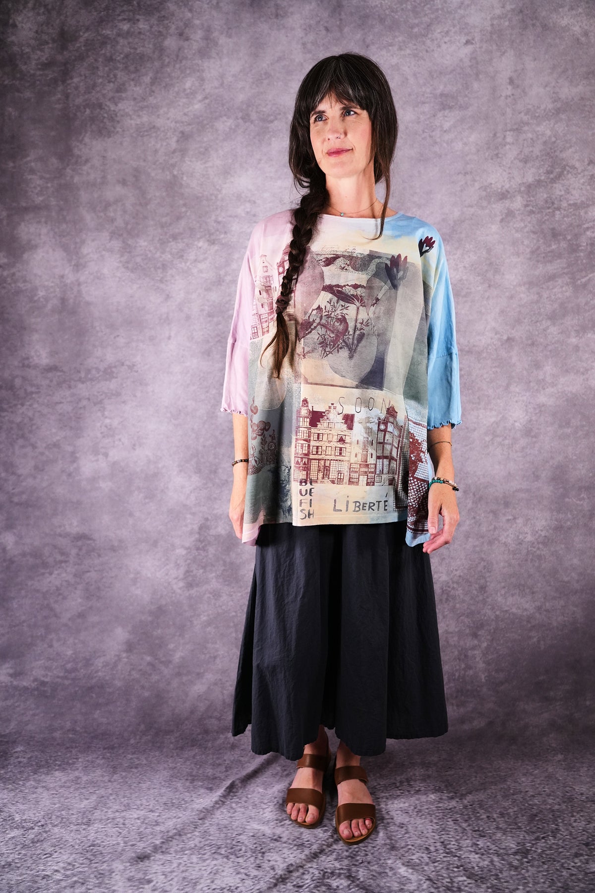 2353 HD Square Tee Pink Blue Old Amsterdam