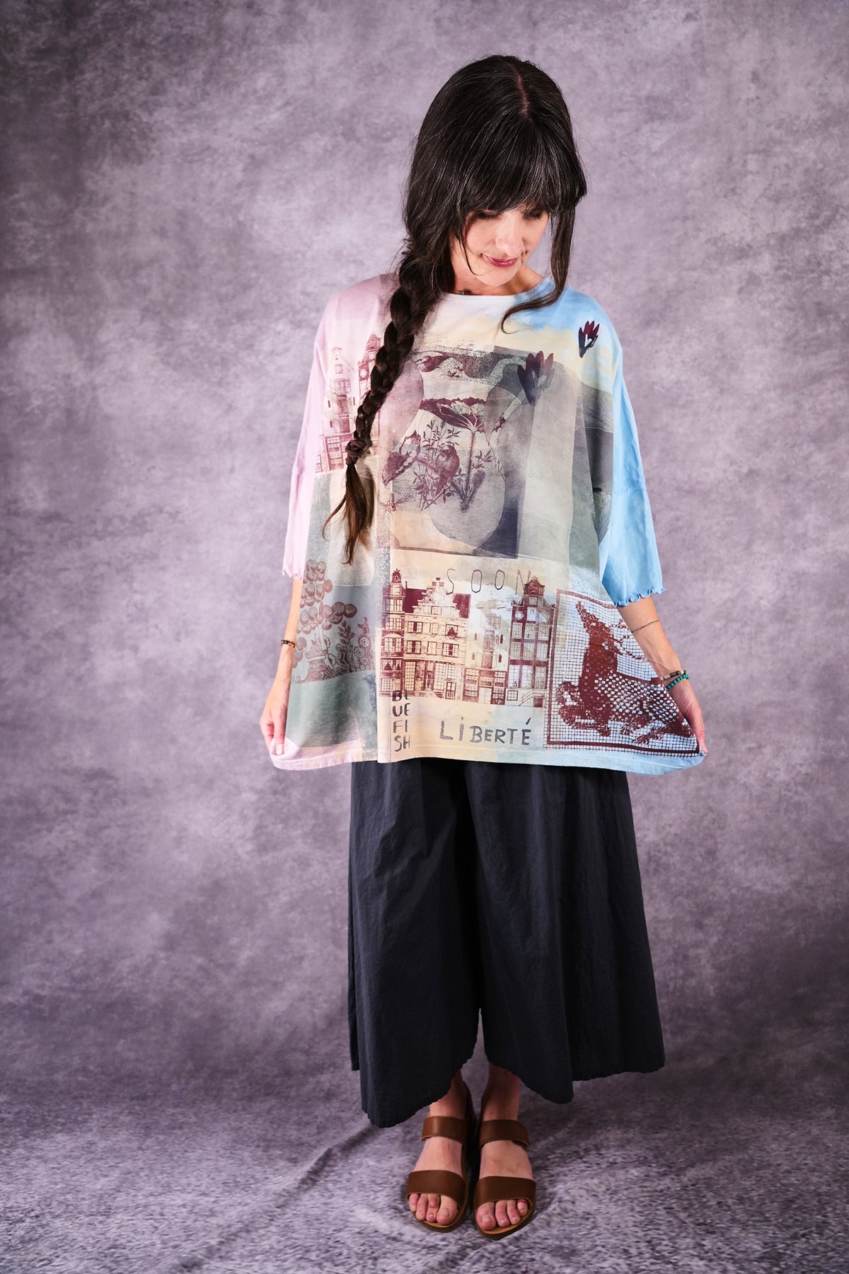 2353 HD Square Tee Pink Blue Old Amsterdam