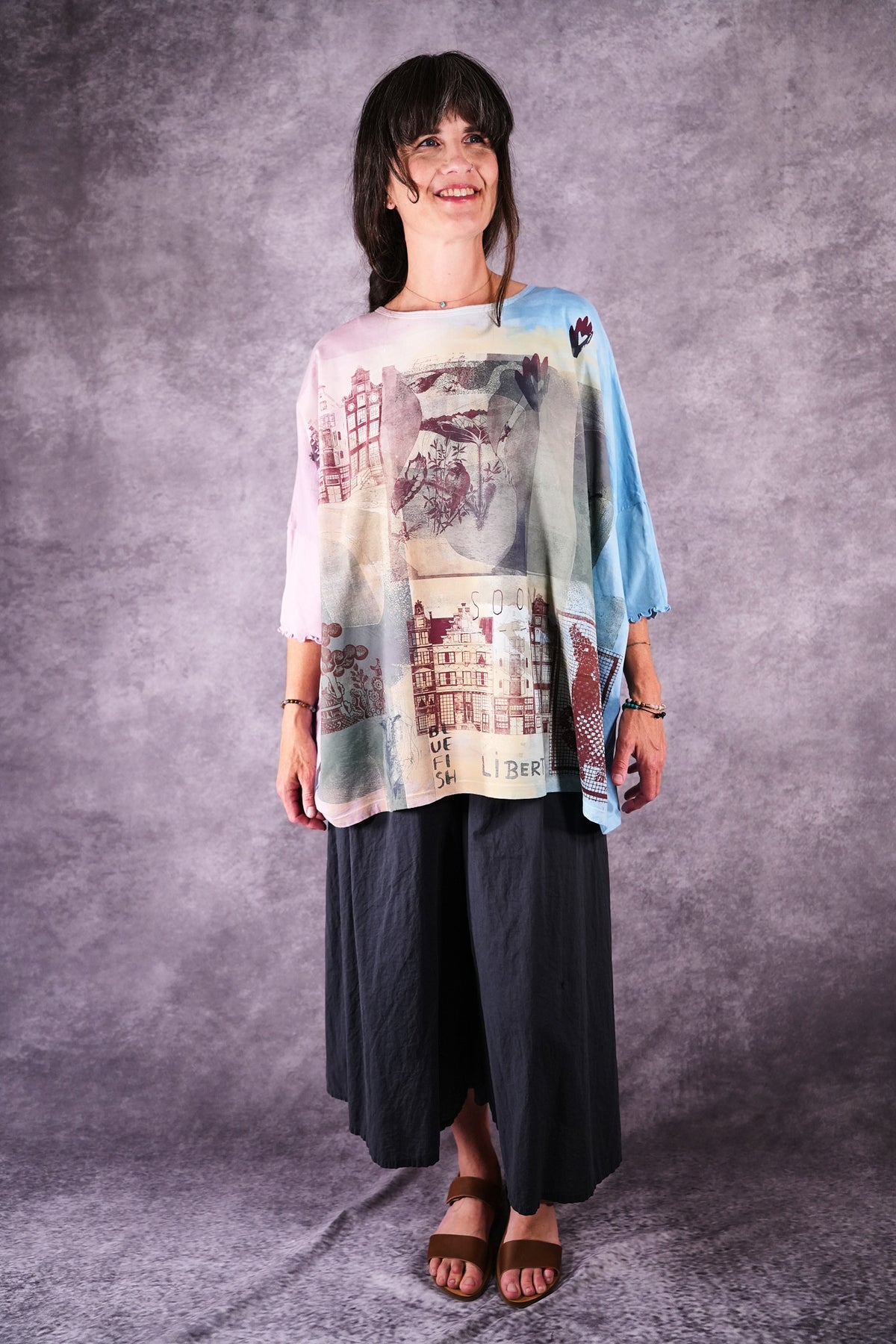 2353 HD Square Tee Pink Blue Old Amsterdam