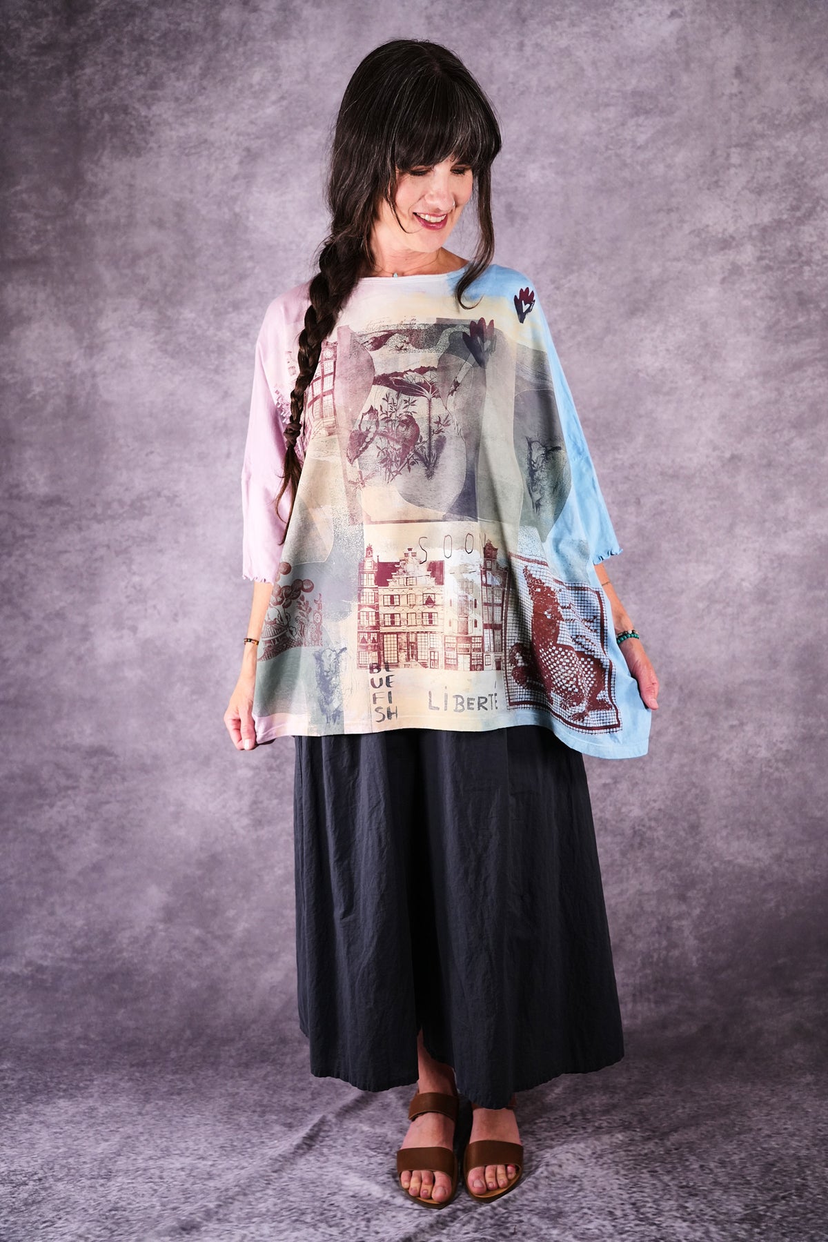 2353 HD Square Tee Pink Blue Old Amsterdam