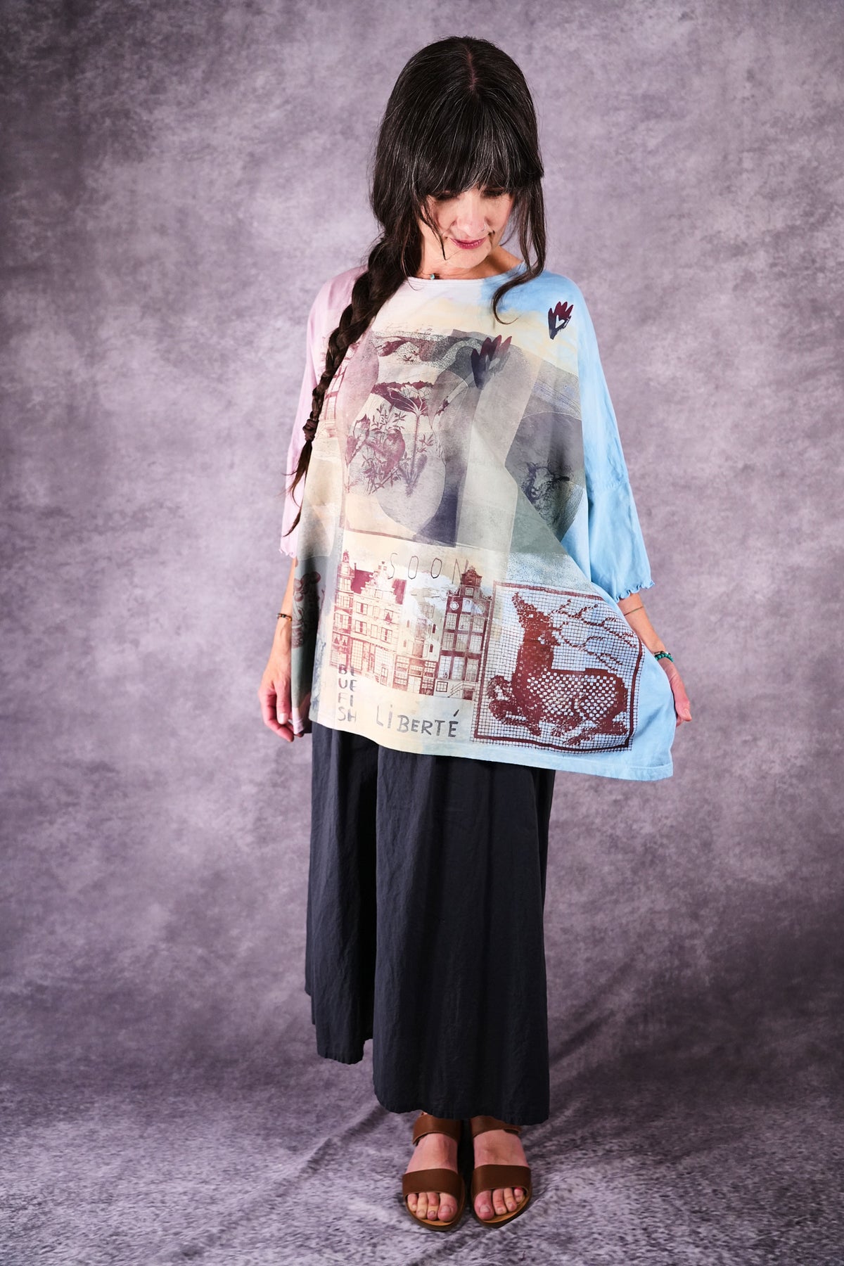 2353 HD Square Tee Pink Blue Old Amsterdam