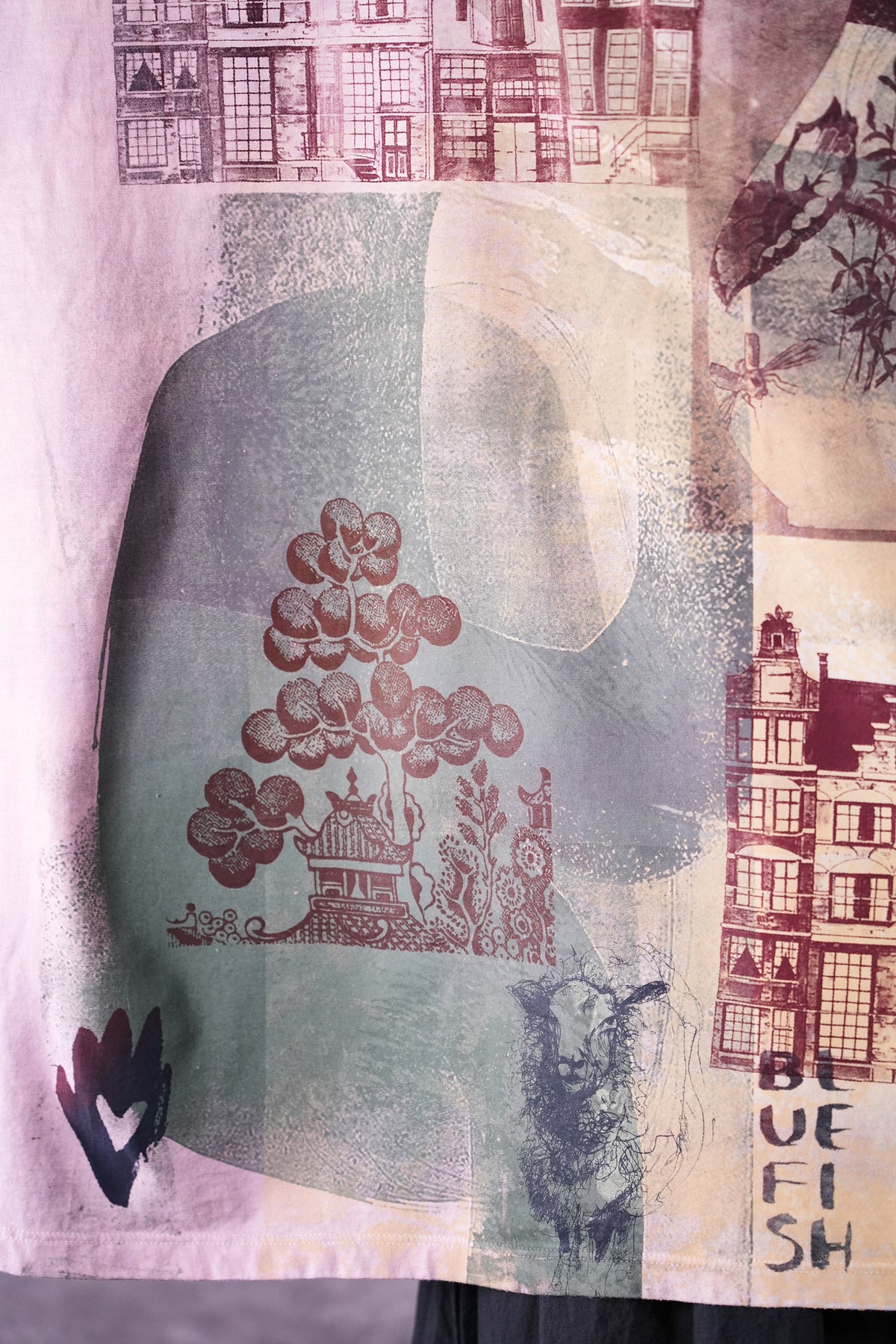 2353 HD Square Tee Pink Blue Old Amsterdam