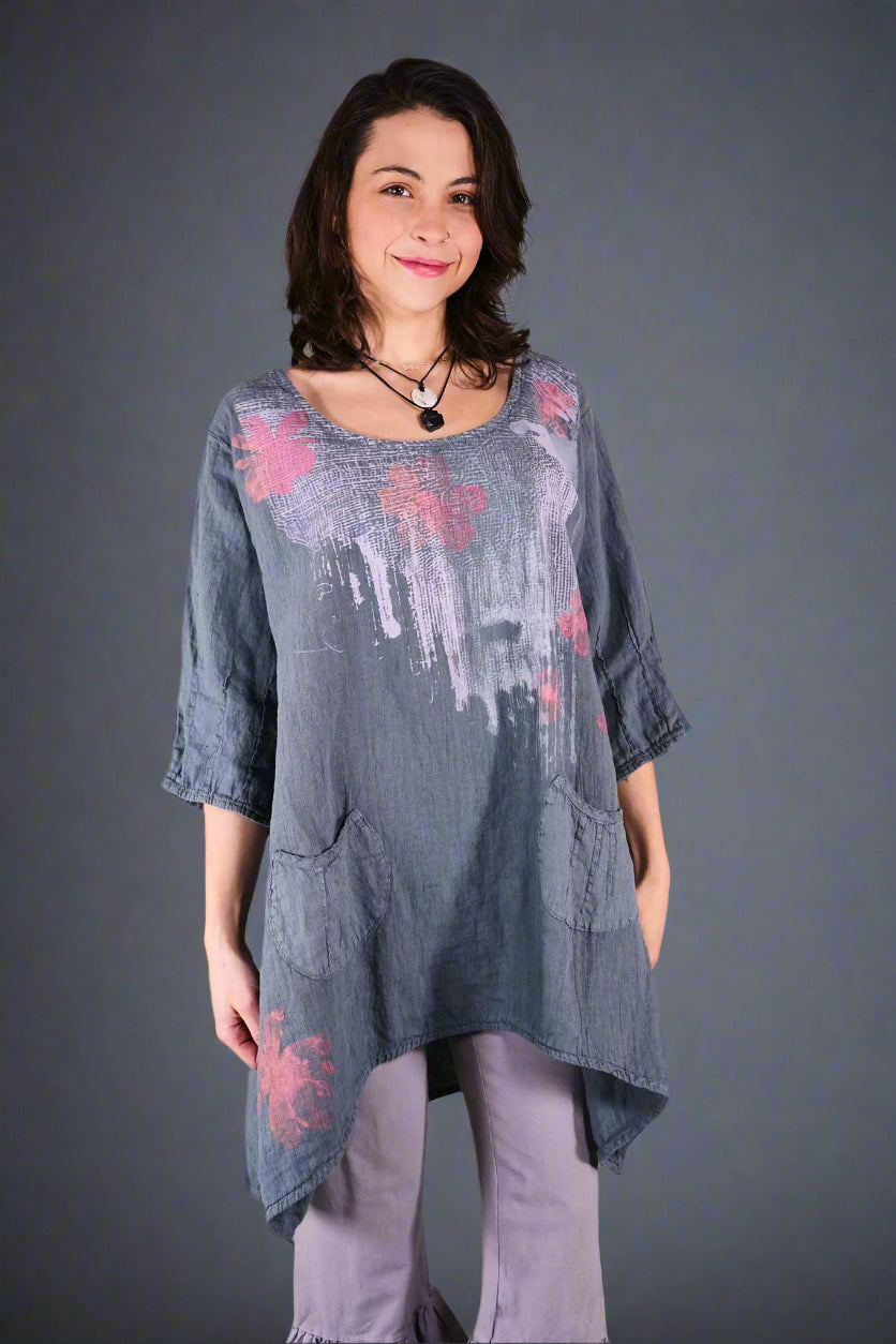 2998 Pinch Pocket Linen Tunic GreyGreen-P