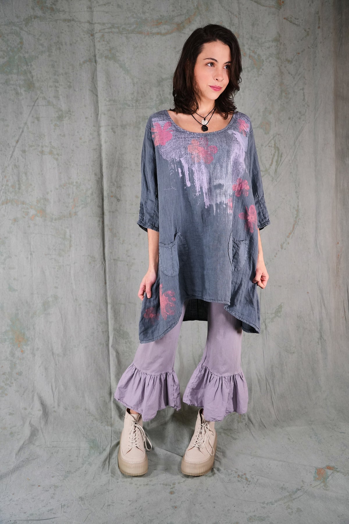 2998 Pinch Pocket Linen Tunic GreyGreen-P