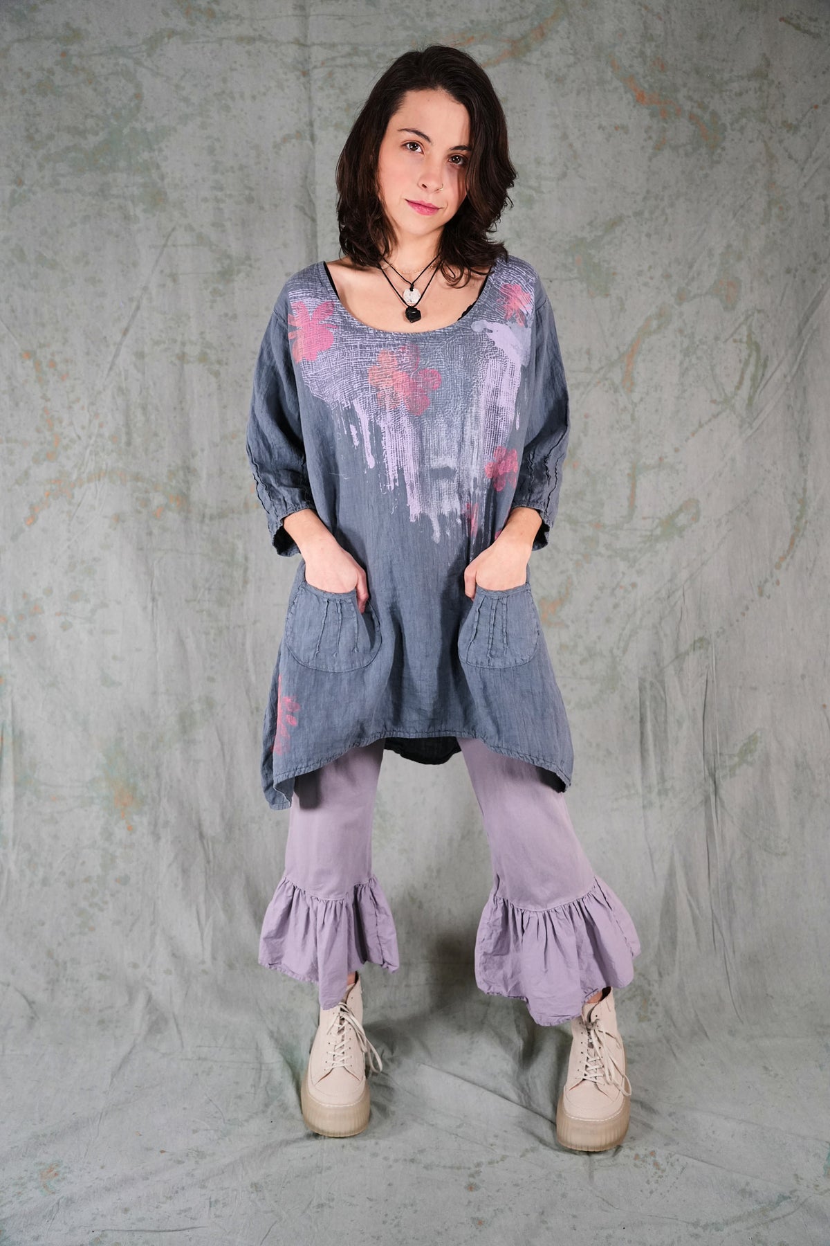 2998 Pinch Pocket Linen Tunic GreyGreen-P
