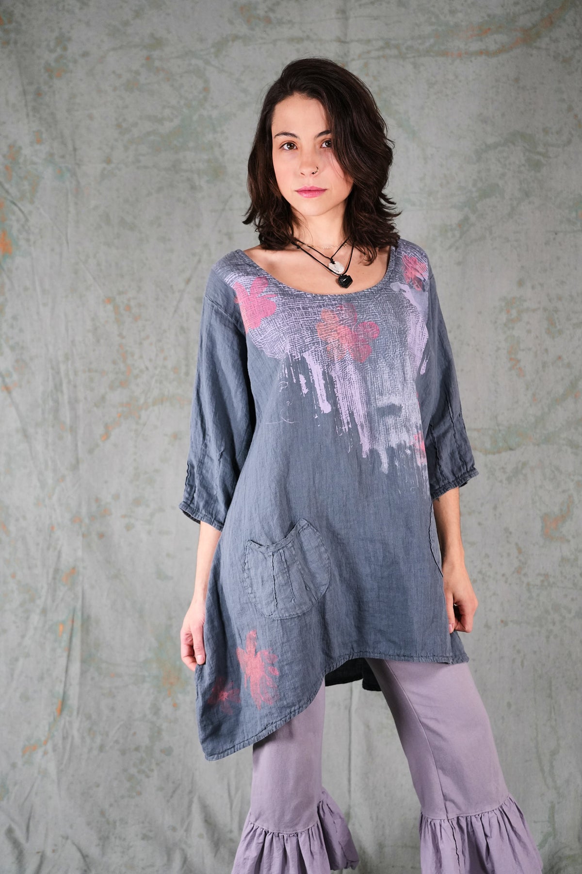 2998 Pinch Pocket Linen Tunic GreyGreen-P