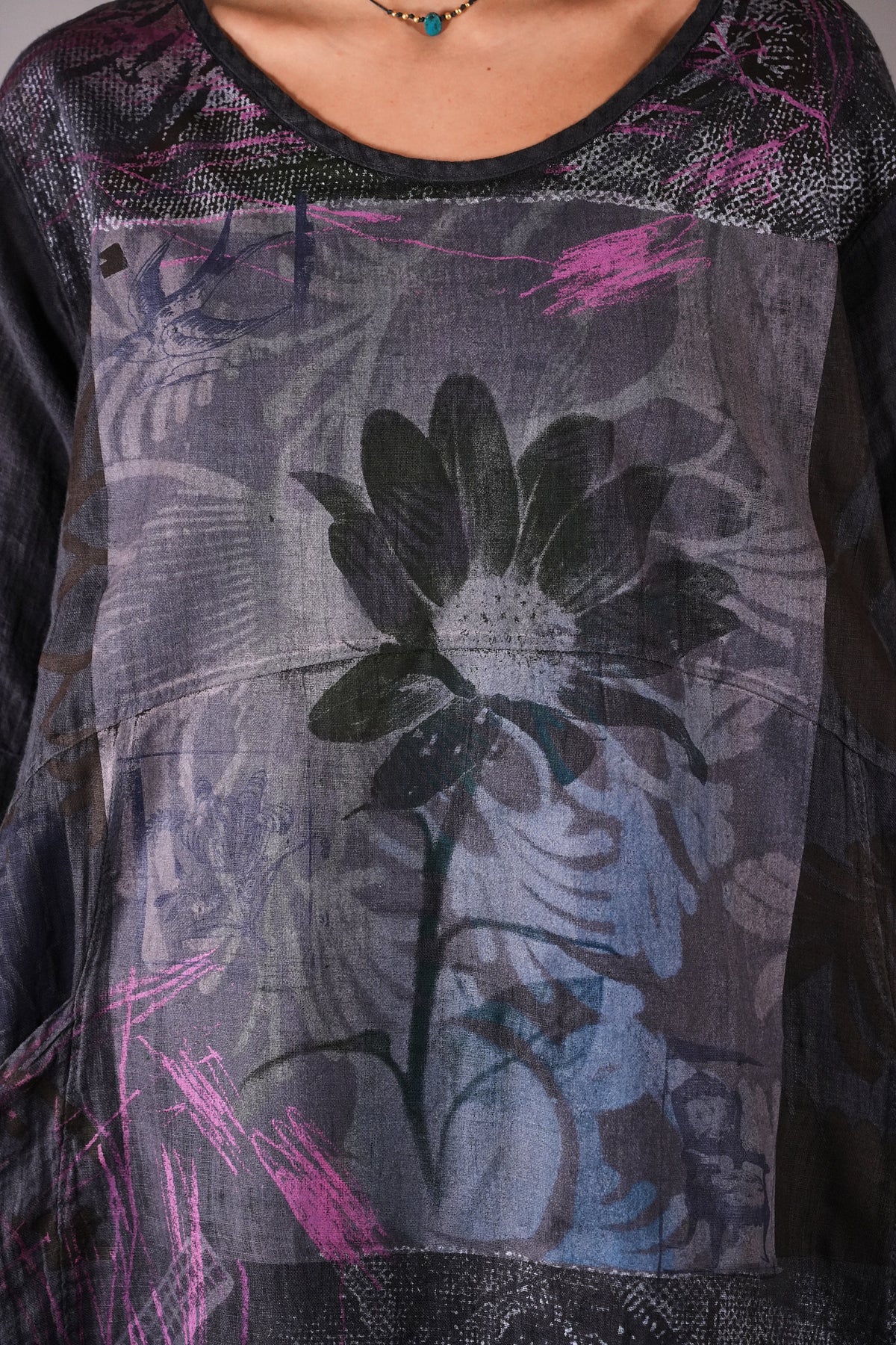 7114 Linen Wave Dress Ironworks Daisy Abstract