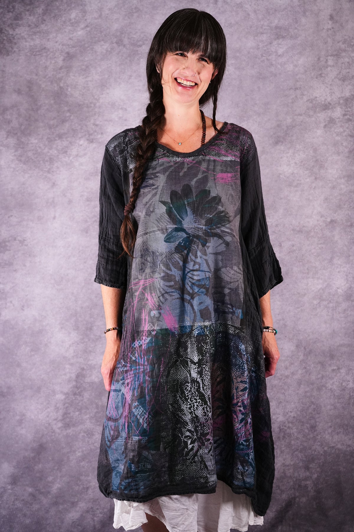 7114 Linen Wave Dress Ironworks Daisy Abstract